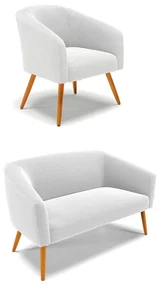 Sofá Namoradeira e Poltrona Pé Palito Castanho Stella Bouclê D03 - D'Rossi - Off White