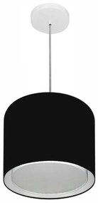 Lustre Pendente Cilíndrico Duplo Md-4284 Cúpula em Tecido 30x30cm Preto - Bivolt