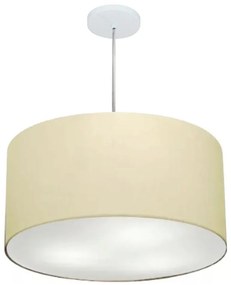 Lustre Pendente Cilíndrico Md-4215 Cúpula em Tecido 55x30cm Algodão Crú - Bivolt