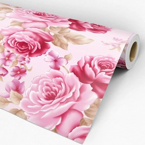 Papel de Parede Floral Rosa 0.52m x 3.00m