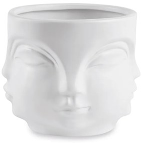 Cachepot "Rosto" Branco em Cerâmica 14,5x17 cm - D'Rossi