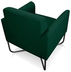 Poltrona Decorativa Base Industrial X Preta Maressa S23 Suede Verde -