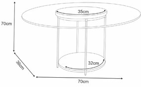 Mesa de Centro Sky Sala de Estar com Tampo em Vidro Pés em Aço Cinamomo G26 - Hb Móveis