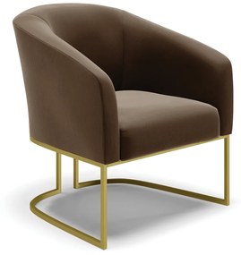 Namoradeira e Poltrona Base Industrial Dourado Stella Suede D03 - D'Rossi - Marrom