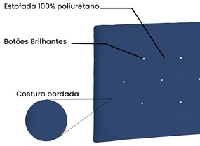 Cabeceira Painel Tânia Para Cama Box Solteiro 90 cm Suede - D'Rossi - Azul Marinho