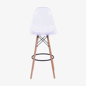 Banqueta Eames Policarbonato Incolor Base Madeira 1,13 MT (ALT) - 51757 Sun House