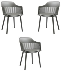 Kit 3 Cadeiras Decorativas Prescott Sala de Jantar PP/PU Cinza G56 - Gran Belo