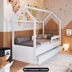 Cama Infantil Casinha Com Auxiliar Infix C06 Branco - Mpozenato