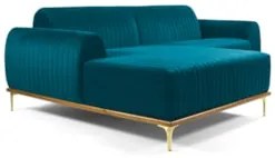 Sofá 265cm 4 Lugares com Chaise Esquerdo Pés Gold Molino C-66 Veludo T