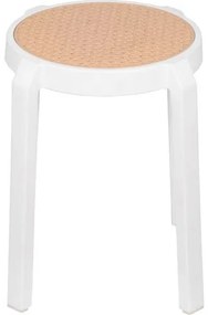 Banqueta Fitz Baixa Palha Bege com Estrutura Polipropileno Branco 44 cm - 74414 Sun House