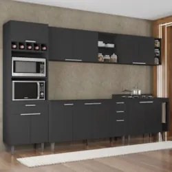 Armário de Cozinha CP07 Para Pia 150cm Pérola Z34 Preto     - Mpozenat