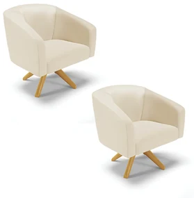 Poltrona Decorativa Giratória MA30 Kit 2 Stella Sintético D03 - D'Rossi - Bege