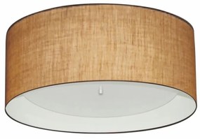 Plafon Cilíndrico Md-3161 Cúpula em Duplo Tecido 50x25cm Palha / Branco - Bivolt