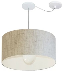 Lustre Pendente Cilíndrico Com Desvio de Centro Vivare Md-4232 Cúpula em Tecido 55x25cm - Bivolt