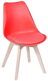 Cadeira Joly com Base em Madeira – Vermelho