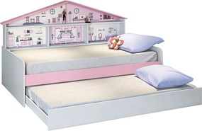 Cama Infantil Casa De Boneca Com Cama Auxiliar E Luz/Led Pura Magia