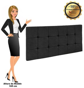 Cabeceira Painel Sleep para Cama Box Casal 1,40 m Veludo Preto - D'Rossi