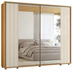 Guarda Roupa Casal 278cm 2 Portas 8 Espelhos Mya Off/Cinamomo Z10 - Mp