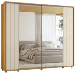 Guarda Roupa Casal 278cm 2 Portas 8 Espelhos Mya Off/Cinamomo Z10 - Mp