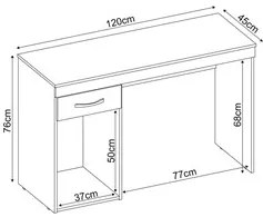 Mesa Para Computador Escrivaninha 1 Porta 1 Gaveta Vitória D02 Branco