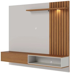 Painel TV 65 Pol 180cm Bancada Suspensa Zurique Off White/Freijó C04 - D'Rossi