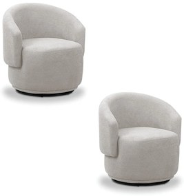 Poltrona Decorativa Orgânica Giratória Kit 2 Névoa Bouclê E03 - D'Rossi - Cinza claro