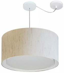 Lustre Pendente Cilíndrico Com Desvio de Centro Vivare Md-4316 Cúpula em Tecido 55x30cm - Bivolt