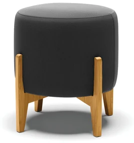 Puff Stella Suede Preto Base Madeira Castanho - D'Rossi