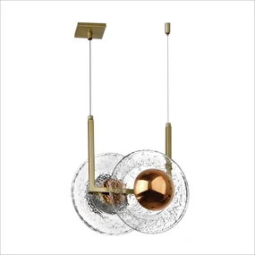 Pendente Cerchio 27X16,5X30Cm Disco De Vidro E Metal Alumínio 02Xled 5... (COBRE FOSCO)