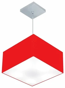 Lustre Pendente Quadrado Md-4020 Cúpula em Tecido 21/35x35cm Vermelho - Bivolt