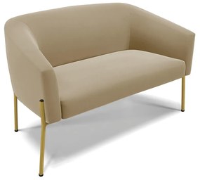 Sofá 2 Lugares Namoradeira Pé de Ferro Dourado Stella Suede D03 - D'Rossi - Marrom Rato