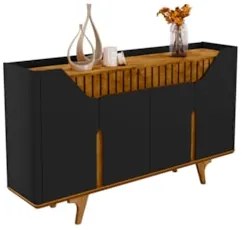 Buffet Aparador 4 Portas 160cm Melissa B02 Preto/Naturalle - Mpozenato