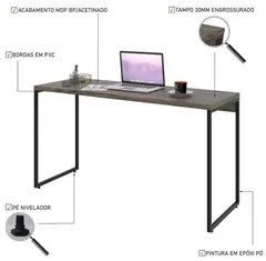 Mesa de Escritório Escrivaninha 135cm Dynamica Industrial C08 Carvalho