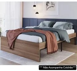 Cama de Casal 140cm Base Aço Artetube A05 Montana/Preto - Mpozenato