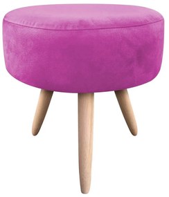 Puff Decorativo Dri Redondo Suede Pink Pés Natural - D'Rossi