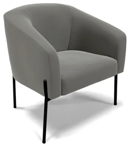 Poltrona Decorativa Pé de Ferro Preto Stella Suede D03 - D'Rossi - Grafite