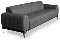 Sofá 230cm 3 Lugares Pés Preto Molino C-416 Linho Cinza - Domi