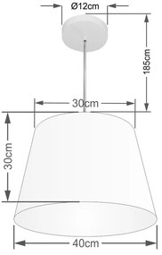 Lustre Pendente Cone Vivare Md-4246 Cúpula em Tecido 30/40x30cm - Bivolt - Rustico-Cinza - 110V/220V
