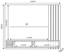 Painel para TV 55 Pol com Bancada Madrid C05 Off White Matte/Freijó -