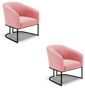 Poltrona Decorativa Industrial Preto Kit 2 Stella Suede D03 - D'Rossi - Rose