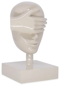 Escultura Decorativa Máscara Cego em Cerâmica Nude 25x15x14 cm - D'Rossi