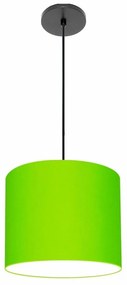 Luminária Pendente Vivare Free Lux Md-4107 Cúpula em Tecido - Verde-Limão - Canola preta e fio preto