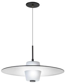 Pendente Eclisse Ø40X30Cm Disco Plano Metal Alumínio E Vidro Duplo 04X... (BRANCO / COBRE BRILHO)