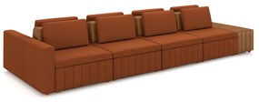 Sofá Ilha com Encosto e Almofadas Móveis Olimpo 505cm Modulado Linho/PU Terracota/Caramelo G45 - Gran Belo