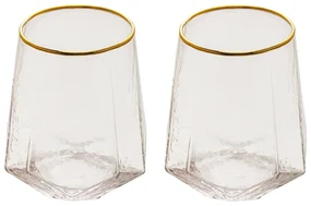 Jogo 2 Copos Baixos Cristal Taj Com Borda Dourada 550ml 28979 Wolff