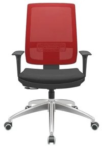 Cadeira Office Brizza Tela Vermelha Assento Aero Preto RelaxPlax Base Aluminio 120cm - 63823 Sun House