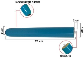 Kit 04 Pés Palito Azul 25 Cm - D'Rossi