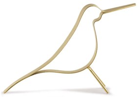 Escultura Decorativa Pássaro em Metal Dourado 15x16x3 cm - D'Rossi