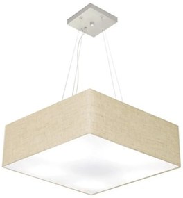 Lustre Pendente Quadrado Md-4198 Cúpula em Tecido 15/60x60cm Rustico Bege - Bivolt