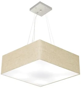 Lustre Pendente Quadrado Md-4198 Cúpula em Tecido 15/60x60cm Rustico Bege - Bivolt